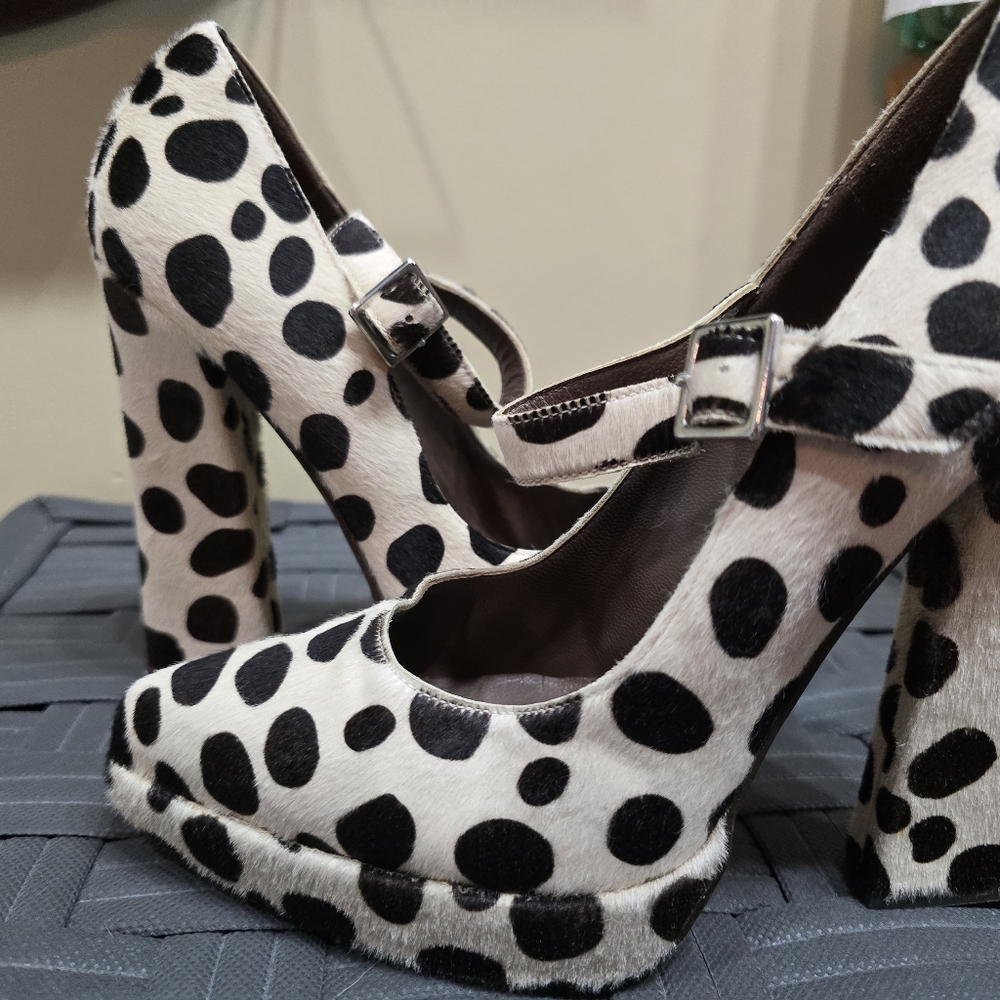 MARNI Black & White Polka Dot Mary Jane Platform Heels